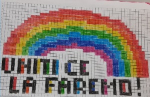 disegno con la pixel art: arcobaleno