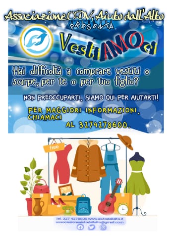 locandina dell'iniziativa di solidarietà. info 3274278600