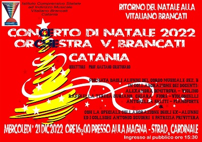 locandina concerto di natale 2022 orchestra brancati catania